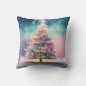 飾り雪の青と白の雪メリークリスマス クッション (裏面)