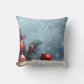 飾り雪の青と白ボールメリークリスマス アウトドアクッション (正面)