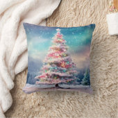 飾り雪の青と白ボールメリークリスマス クッション (ブランケット)