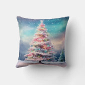 飾り雪の青と白ボールメリークリスマス クッション (裏面)