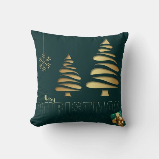 飾り雪の青と白ボールメリークリスマス クッション (正面)