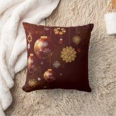 飾り雪の青と白ボールメリークリスマス クッション (ブランケット)