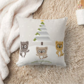 飾り雪の青と白ボールメリークリスマス クッション (ブランケット)