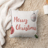 飾り雪の青と白ボールメリークリスマス クッション (ブランケット)