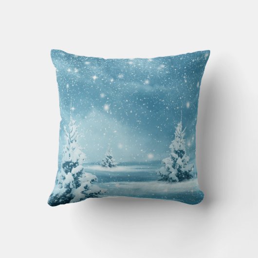 飾り雪の青と白ボールメリークリスマス クッション (裏面)