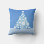 飾り雪の青と白ボールメリークリスマス クッション (裏面)