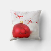 飾り雪レッド&ホワイトボールメリークリスマス クッション (裏面)