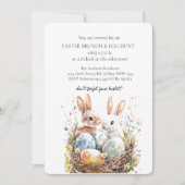 飾り鳥と巣の卵を持つ可愛いバニー狩り 招待状 (正面)