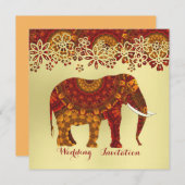 飾インディアン象華美デザイン 招待状 (正面/裏面)