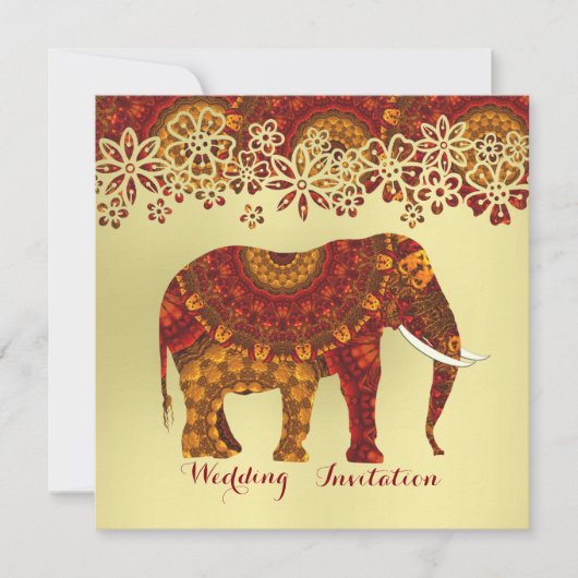 飾インディアン象華美デザイン 招待状 (正面)