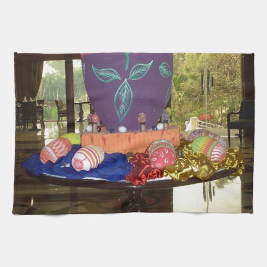 飾イースターエッグアートプリント キッチンタオル (横)