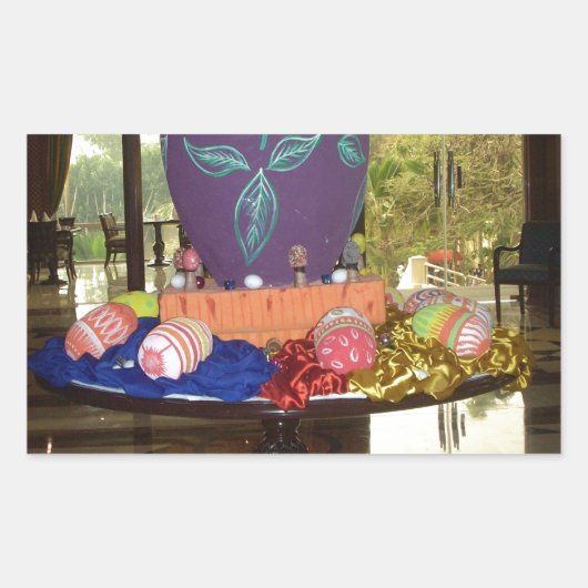 飾イースターエッグアートプリント 長方形シール (正面)