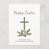 飾イースターエッグ植物宗教十字架 シーズンポストカード (正面)