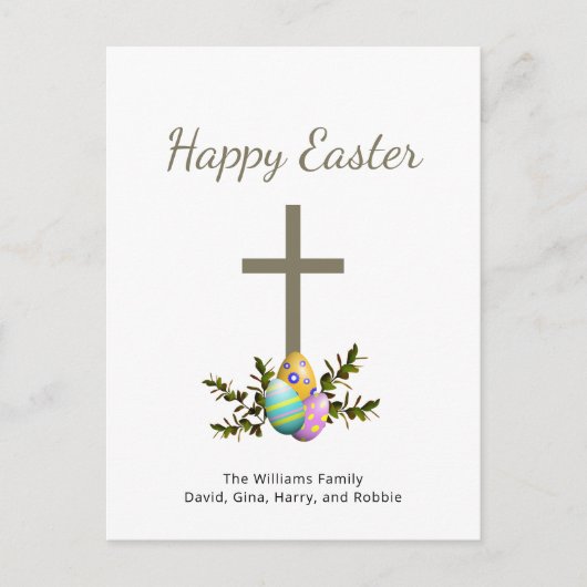 飾イースターエッグ植物宗教十字架 シーズンポストカード (正面)