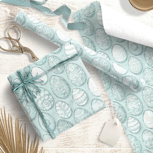飾イースター卵パターンミントID1096 ラッピングペーパー