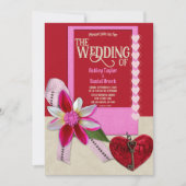 飾エレガントりバレンタイン赤ロマン結婚ティック 招待状 (正面)