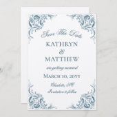 飾エレガントりバロック式結婚式の日付を保存 招待状 (正面/裏面)