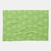 飾エレガントり卵を付けた緑色の背景 キッチンタオル (横)