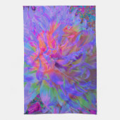 飾エレガントサイケデリックりダリア花 キッチンタオル (縦)
