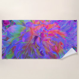 飾エレガントサイケデリックりダリア花 ビーチタオル