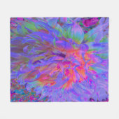 飾エレガントサイケデリックりダリア花 フリースブランケット (正面(横))