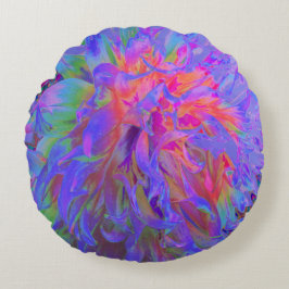 飾エレガントサイケデリックりダリア花 ラウンドクッション