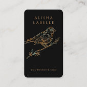 飾エレガント華美り付き鳥のロゴブラック 名刺 (正面)