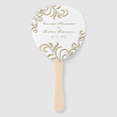 飾エレガント金ゴールドスクロール結婚式 ハンドファン (正面)