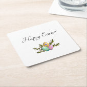 飾カラフルりイースターエッグ植物学 スクエアペーパーコースター (アングル)