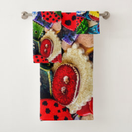 飾カラフルりボタン バスタオルセット