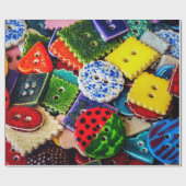 飾カラフルりボタン ラッピングペーパー (フラット)