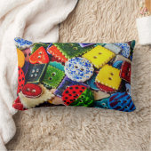 飾カラフルりボタン ランバークッション (ブランケット)