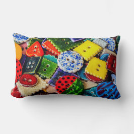 飾カラフルりボタン ランバークッション