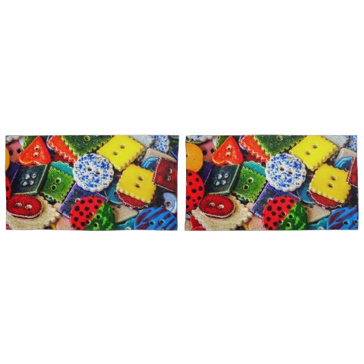 飾カラフルりボタン 枕カバー (正面-セット)