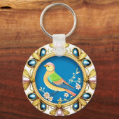 飾カラフル真珠で囲まれた鳥 キーホルダー (正面)