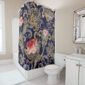 飾カラフル花ろうけつ染め シャワーカーテン (インサイチュ)