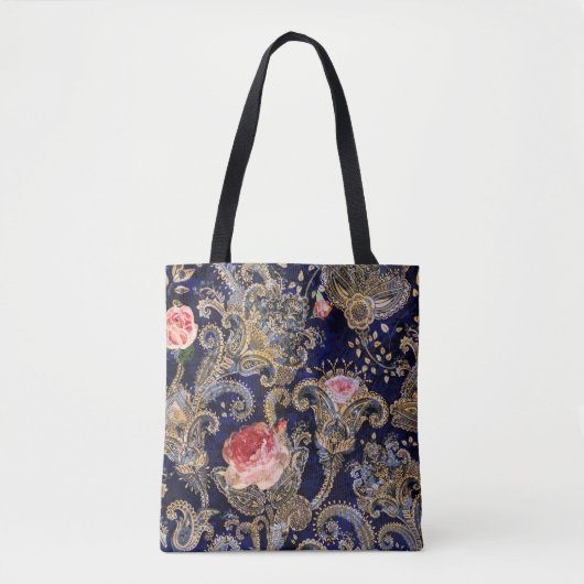 飾カラフル花ろうけつ染め トートバッグ (正面)