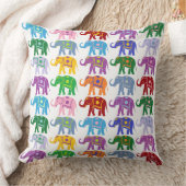 飾カラフル象模様 クッション (ブランケット)