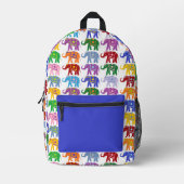 飾カラフル象模様 プリントバックパック (正面)
