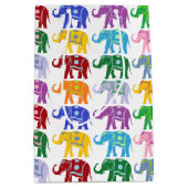 飾カラフル象模様 ミディアムペーパーバッグ (正面)