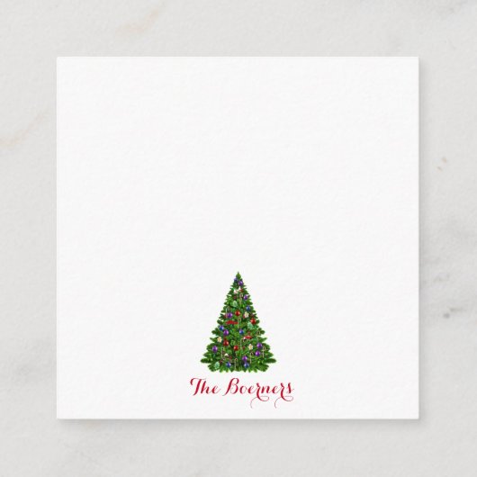 飾クリスマスの木メリークリスマスプレゼントラベル エンクロージャーカード (裏面)