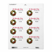 飾クリスマスリース縁ど紙名タグ ラベル (フルシート)