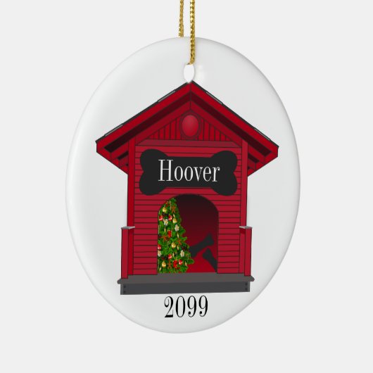 飾クリスマス犬の家パーソナライズされた セラミックオーナメント (右)