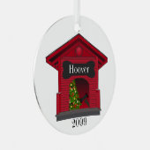 飾クリスマス犬の家パーソナライズされた メタルオーナメント (正面右)