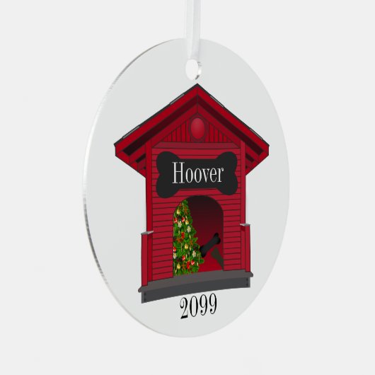 飾クリスマス犬の家パーソナライズされた メタルオーナメント (正面右)