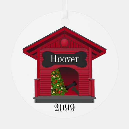 飾クリスマス犬の家パーソナライズされた メタルオーナメント (裏面)