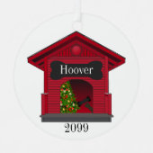 飾クリスマス犬の家パーソナライズされた メタルオーナメント (正面)