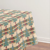 飾クリスマス用のベルの赤い弓を持つ木 テーブルクロス (インサイチュ)