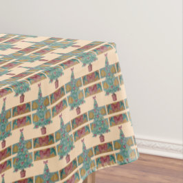 飾クリスマス用のベルの赤い弓を持つ木 テーブルクロス