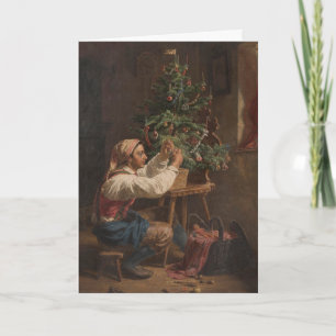 飾クリスマス・ツリーのヴィンテージ絵画の カード